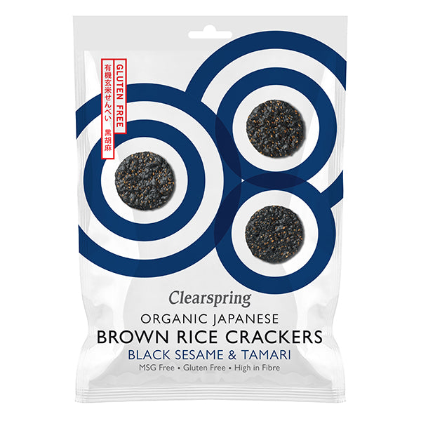 Organic Japanese Brown Rice Crackers - Black Sesame - 40g