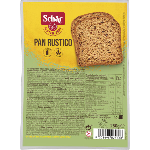 Gluten Free Dark Sliced Bread "Pan Rustico" - 250g