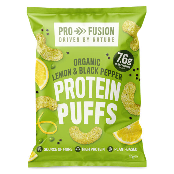 Profusion Organic Lemon & Black Pepper Protein Puffs 40G