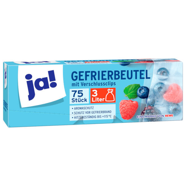 Freezer Bags with Closure Clips 3L - 75 Pieces