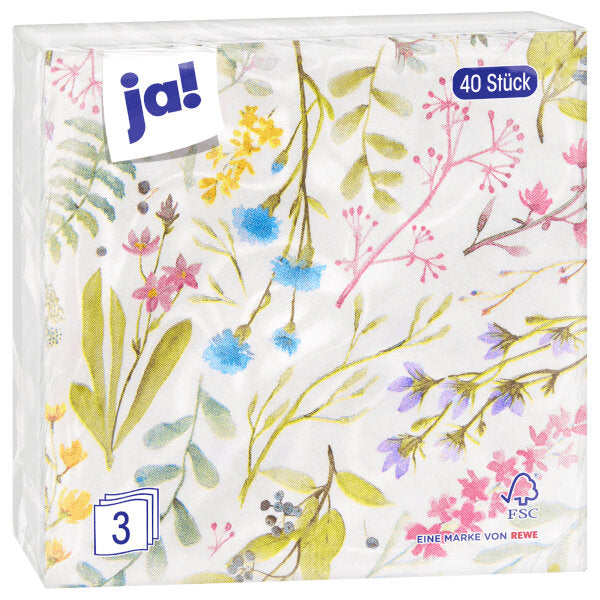 Flower Pattern Napkins - 100 Pieces