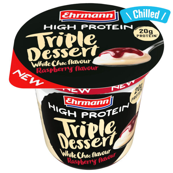 High Protein Triple Dessert Raspberry White Choc - 200g (Chilled 0-4℃) (Parallel Import) (Best Before Date: 06/09/2026)