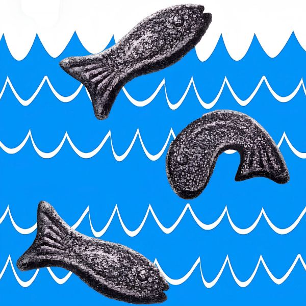Vegan Salty Fish Shape Licorice Gummies - 210g (Parallel Import)