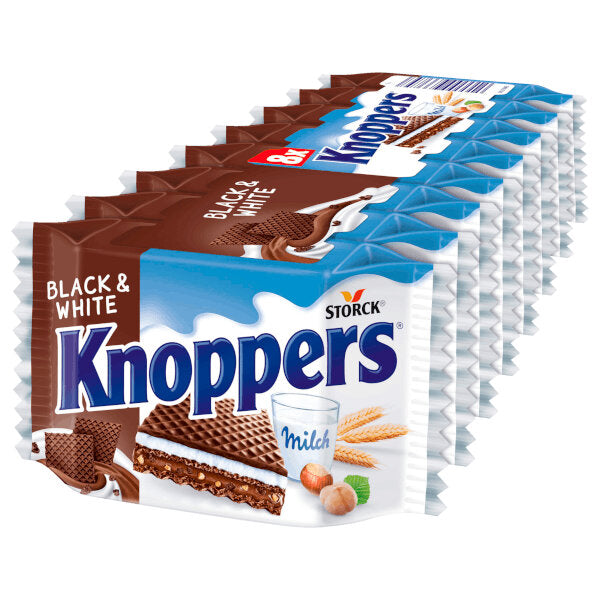 Storck Knoppers Black & White Milk Hazelnut Wafers 8X25G