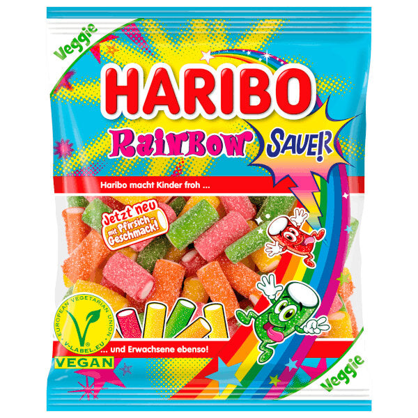 Haribo Haribo Vegan Rainbows Sour Strips Candy 160G