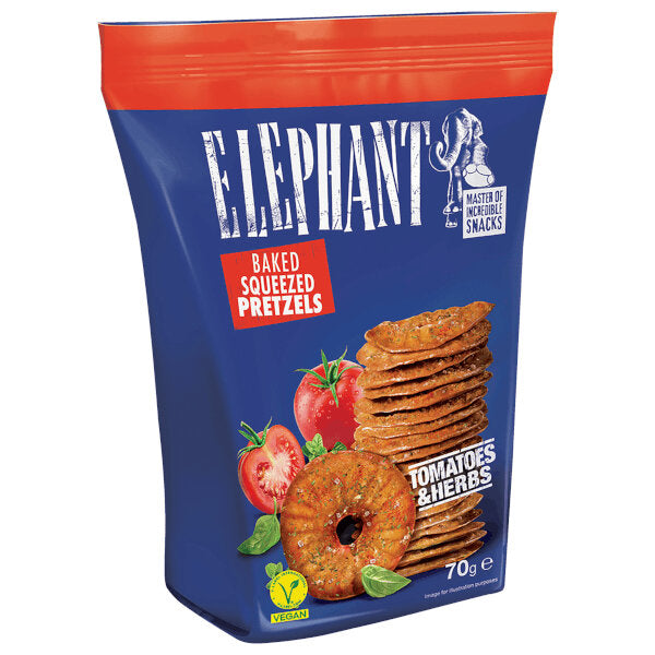 Elephant Vegan Baked Pressed Pretzels Tomatoes & Herbs 70G