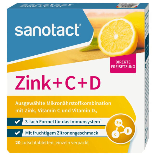 Zinc + Vitamin C&amp;D Lemon Flavor - 20 Lozenges (Parallel Import)
