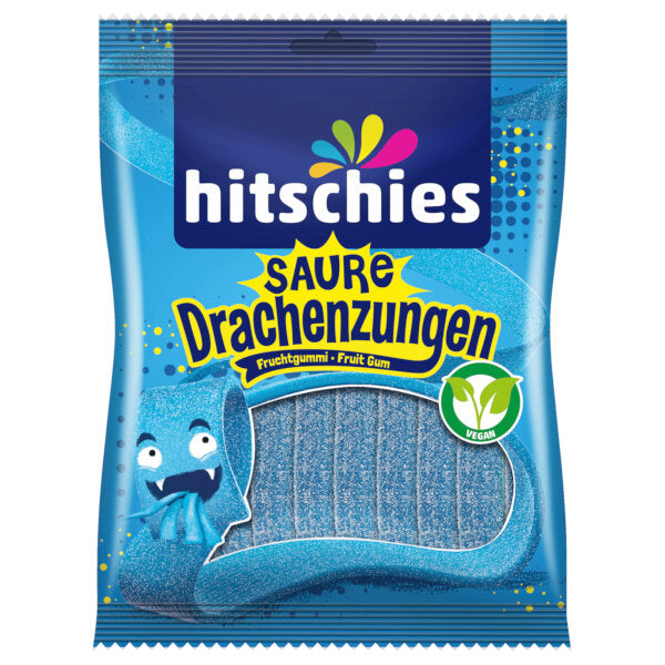 Hitschies Vegan Sour Dragon Blue Tongue Gummies 125G