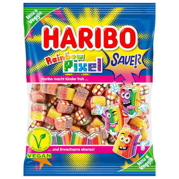 Vegan Sour Rainbox Pixel Gummy Candy - 160g