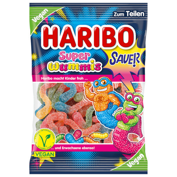 Vegan Super Sour Worm Fruit Gummies - 175g (Parallel Import)
