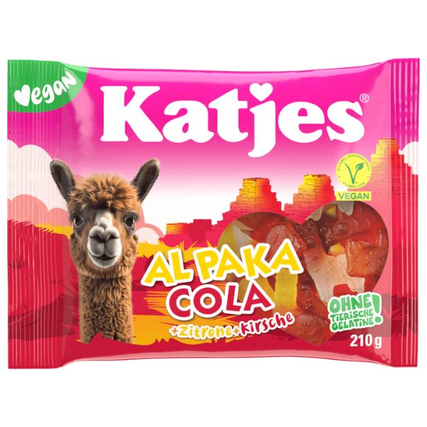 Katjes Alpaca Vegan Cola, Lemon, Cherries Gummies 210G