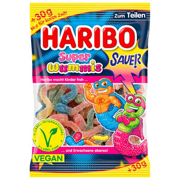 Haribo Super Sour Worm Fruit Gummies - 205g (Parallel Import)