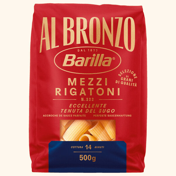 Barilla Al Bronzo Mezzi Rigatoni Pasta 500G