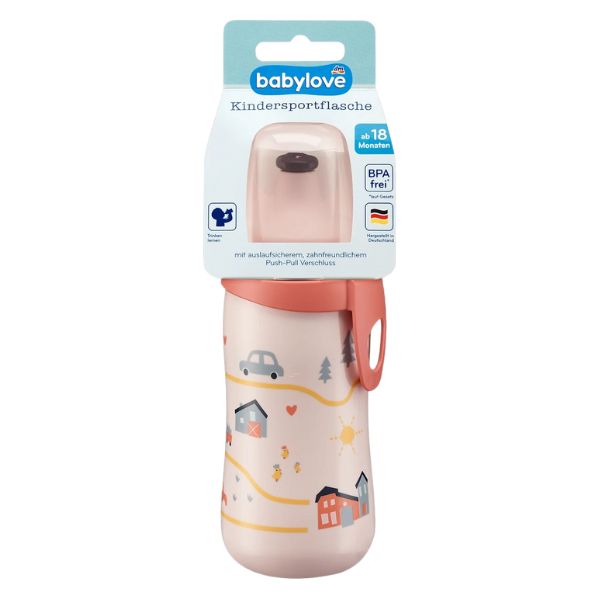 Baby Love Happy Farm Children Water Bottles Pink 330ml 1Pc