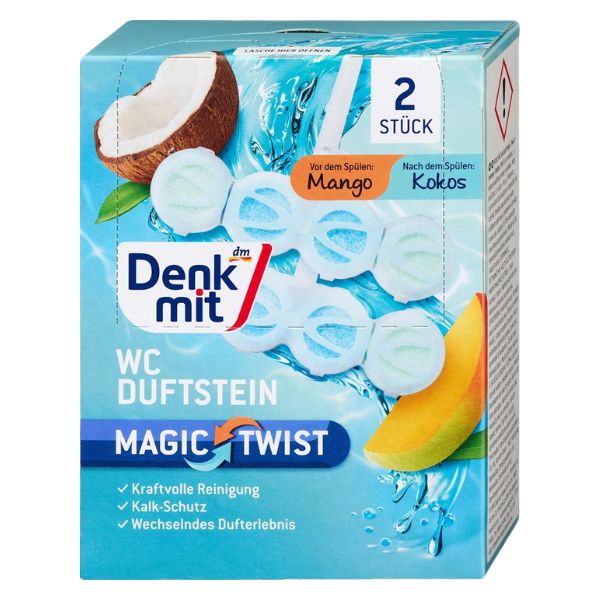 Magic Twist Hanging Toilet Cleaning Balls (Mango &amp; Coconut) - 2 Pieces