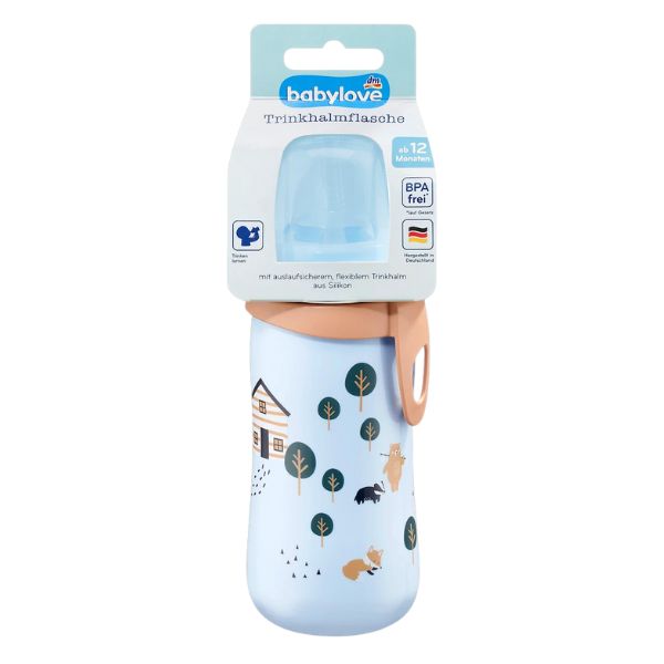 Baby Love Peaceful Forest Children Water Bottles Blue 330ml 1Pc