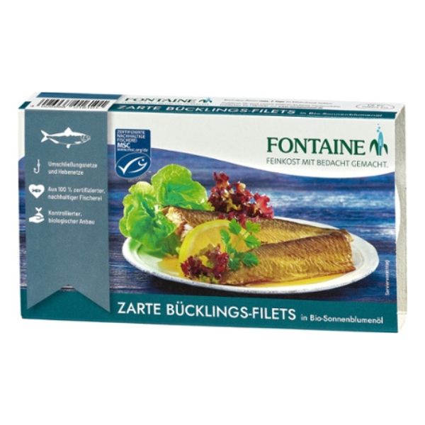 Fontaine Smoked Herring Fillets In Organic Sunflower Oil 200G