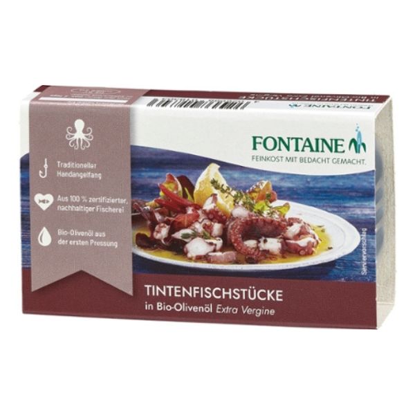 Fontaine Squid Pieces In Organic Olive Oil 120G
