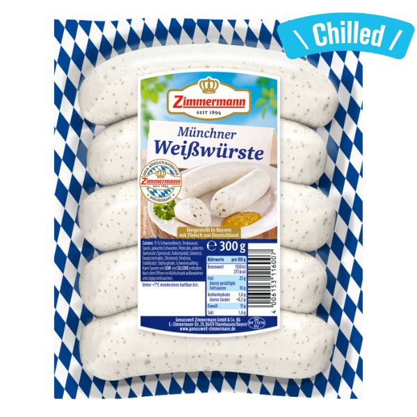 Munich White Sausage "Weisswurst" - 5 Pieces (Chilled 0-4℃) (Best Before Date: 03/12/2025)