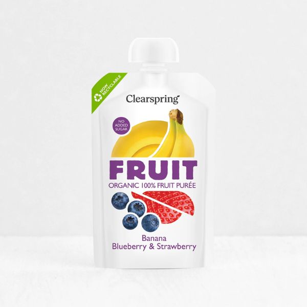 Organic 100% FRUIT Puree (Banana, Blueberry & Strawberry) - 100g (Best Before Date: 20/06/2026)