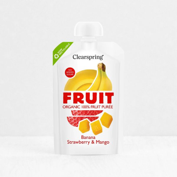 Organic 100% FRUIT Puree (Banana, Strawberry & Mango) - 100g (Best Before Date: 19/06/2026)