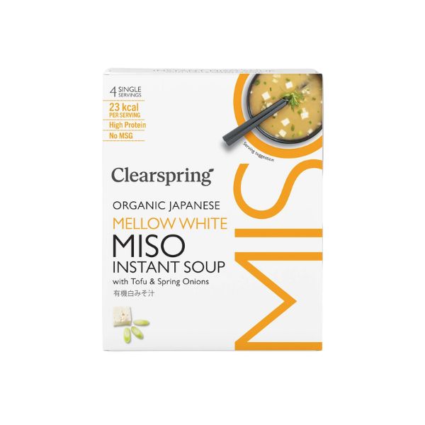 Clearspring Organic Japanese Mellow White Instant Miso Soup With Tofu & Spring Onions 4X8G