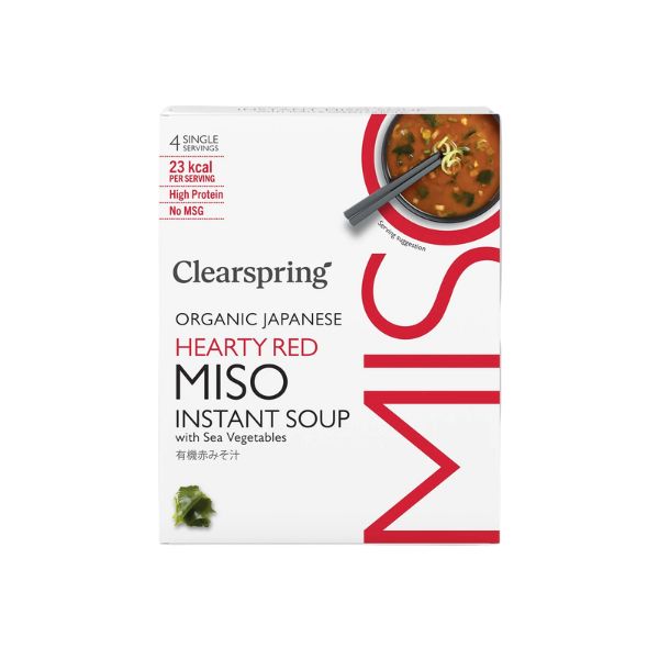 Organic Japanese Hearty Red Instant Miso Soup with Sea Vegetables - 4x8g