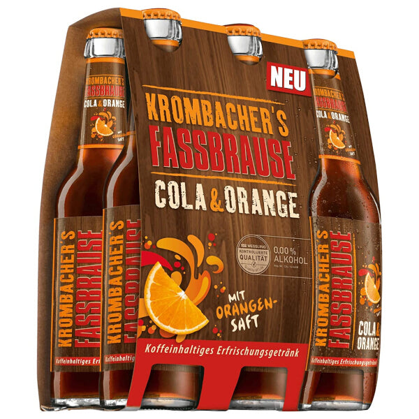 Krombacher Fassbrause Alcohol-Free Cola Orange Drink - 330ml x 6 (Parallel Import)