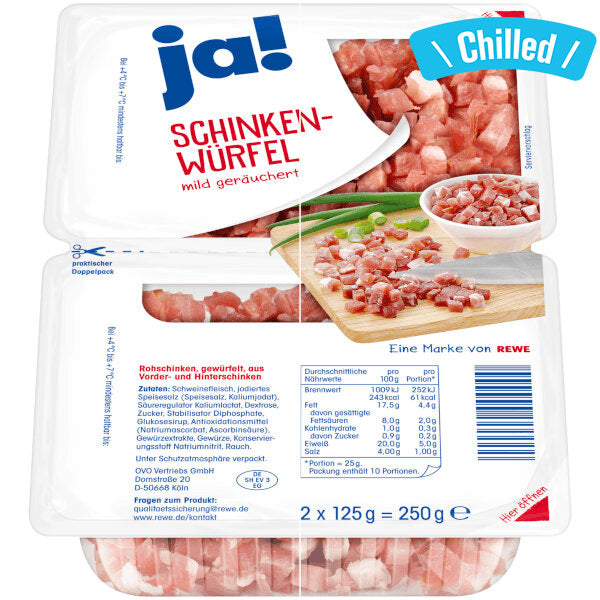 Slightly Smoked Chopped Ham - 2x125g (Chilled 0-4℃)