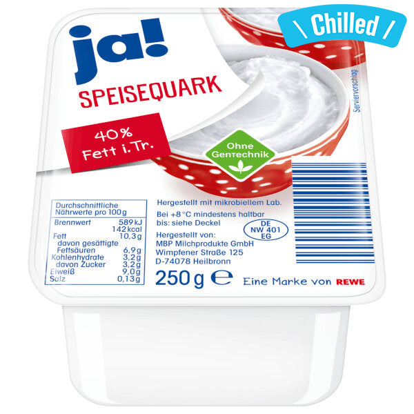 Quark 40% German Fresh Cheese - 250g (Chilled 0-4℃) (Best Before Date: 21/08/2026)