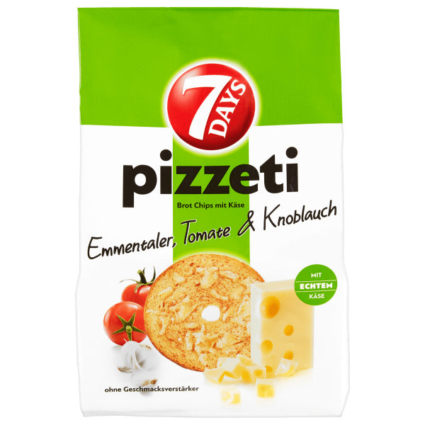Pizzeti Bread Chips with Emmental Cheese, Tomato & Garlic - 175g (Parallel Import)