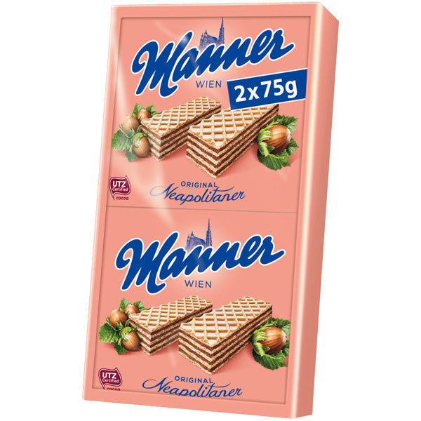 Manner Neapolitan Hazelnut Wafers 2X75G