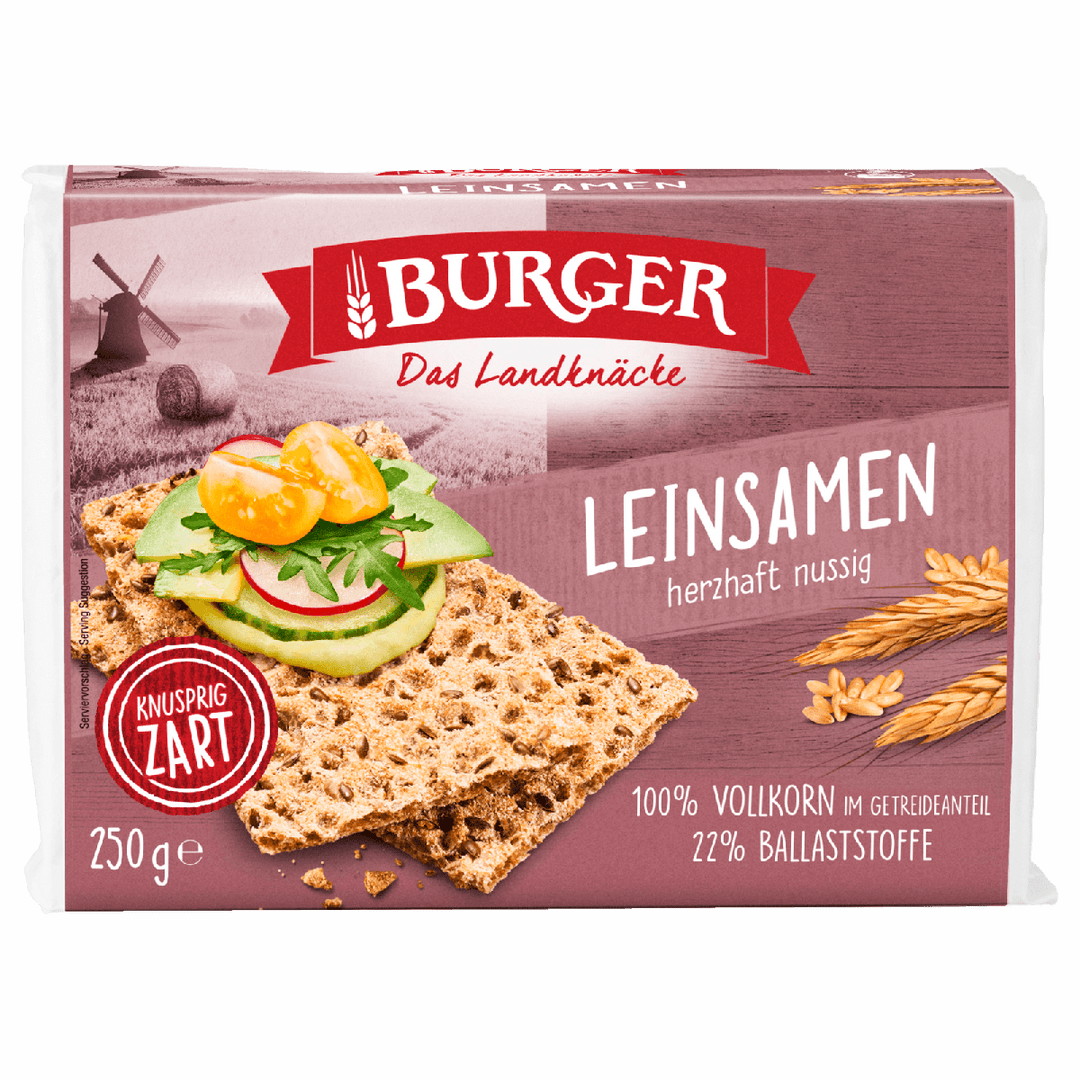 Burger Whole Rye Crispbread With Flaxseeds 250G