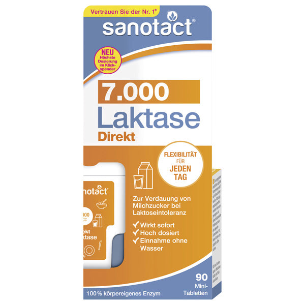 Lactase 7000 Direct Mini Tablets (Lactose Intolerance Treatment) - 90 pieces (Parallel Import)
