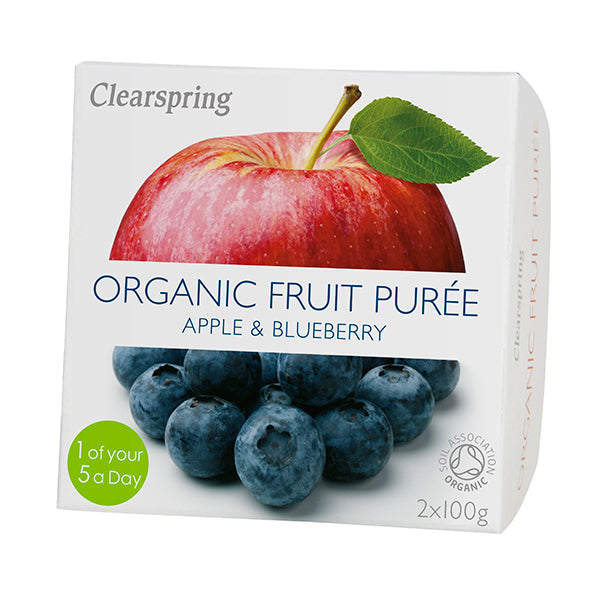 Clearspring Organic Fruit Puree Apple/Blueberry 2X100G